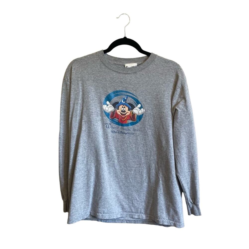 Disney Gray Long Sleeve Tee with Mickey Mouse